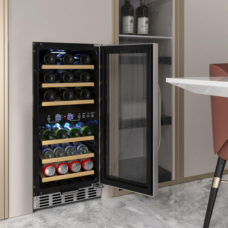 Wine Cooler Fridge 80L 33Bottle Dual Zone Freestanding Built-in Refrigerator