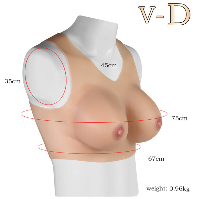 V-Neck B-F Cup Silicone Breast Forms Fake Boobs For Crossdresser Drag Queen