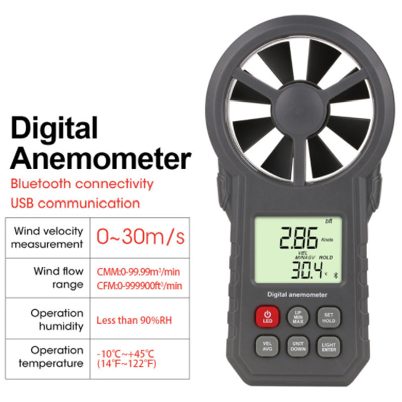 LCD Digital Anemometer Thermometer Air Flow Meter Wind Speed Gauge 0-30M/s