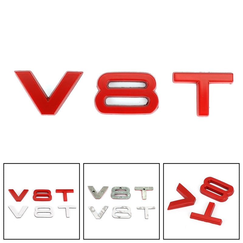 V8T Emblem Badge Fit For AUDI A1 A3 A4 A5 A6 A7 Q3 Q5 Q7 S6 S7 S8 S4 SQ5 Red Generic