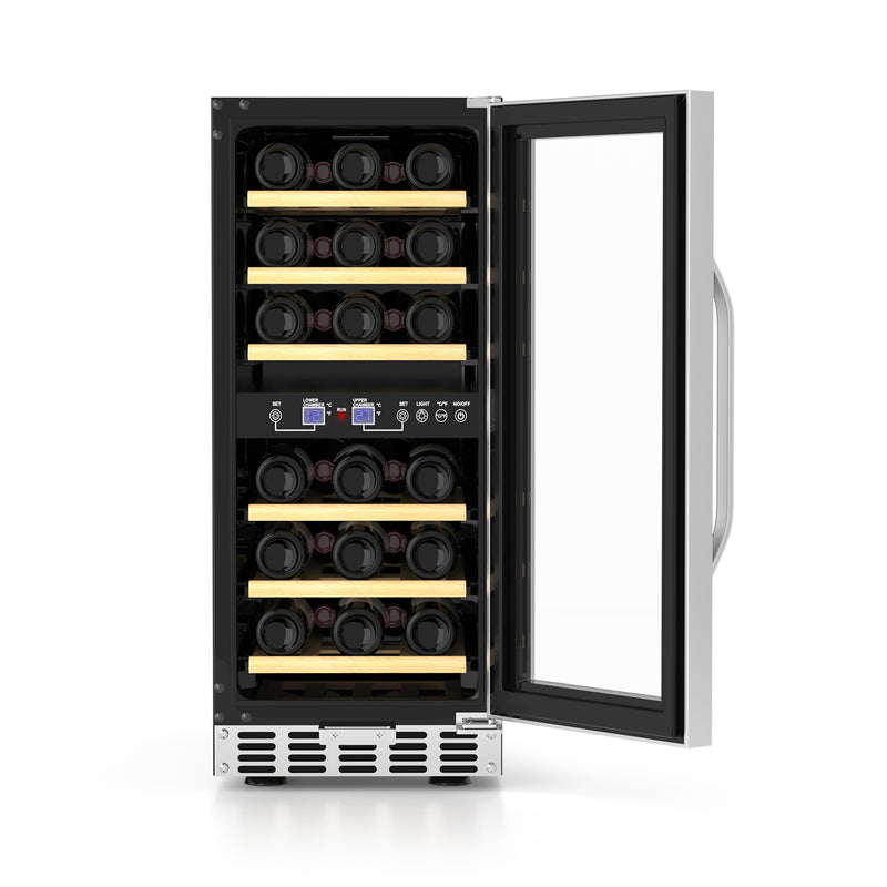 Wine Cooler Fridge 80L 33Bottle Dual Zone Freestanding Built-in Refrigerator