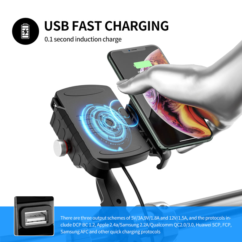 15W Wireless Charging Bracket Qc3.0 Phone Charge Universal For Moto Scooter BlackB Generic