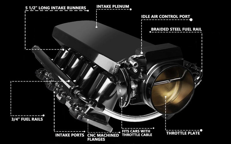 92MM Intake Manifold W/ Fuel Rails Cathedral Port Fit LS1 LS2 LS6 6.0L 5.3L 4.8LGeneric