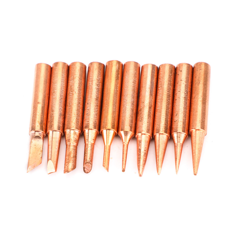 10pc 900M-T Soldering Tip Pure Copper Iron Head Series Solder Tool w/Iron Casing