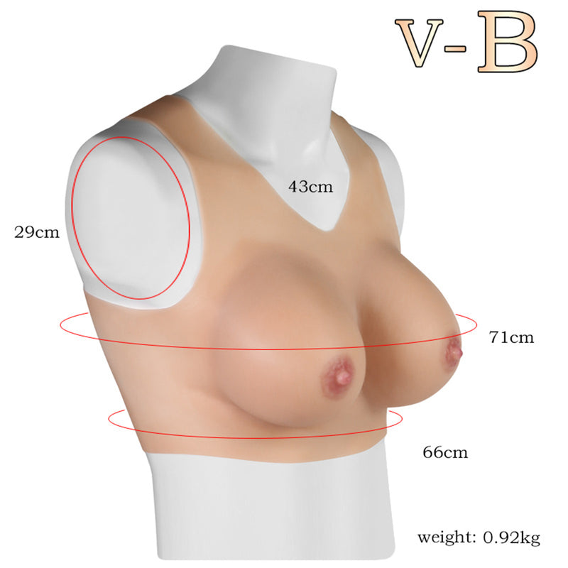 V-Neck B-F Cup Silicone Breast Forms Fake Boobs For Crossdresser Drag Queen
