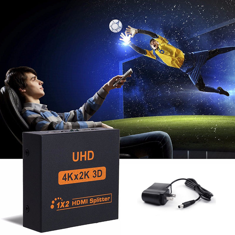 Full HD Dual Display Switcher 4K Splitter HD 1080p HDMI 1X2 Port UHD for HDTV DVD PS3 Xbox US Plug