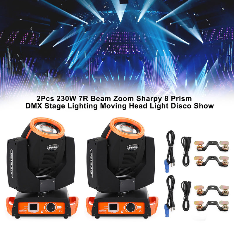 230W 7R Beam Zoom Sharpy 8 Prism DMX Stage Lighting Moving Head Light Disco