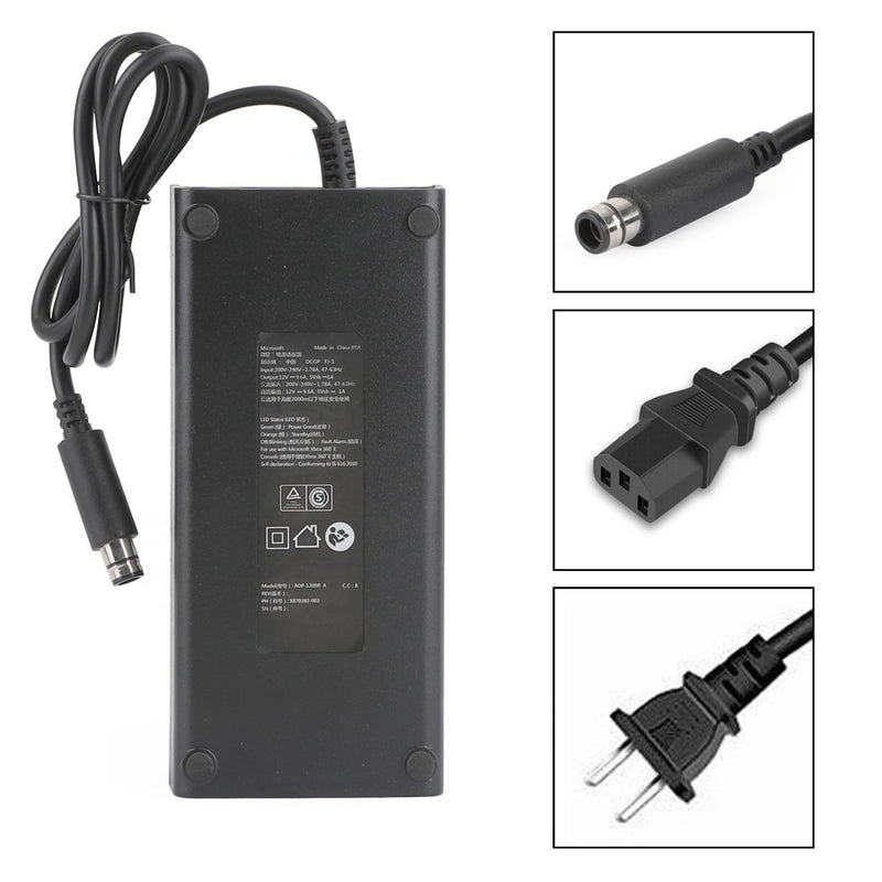 AC Adapter Brick Charger Power Supply Cord Black 115W Fit for Xbox 360 E Console