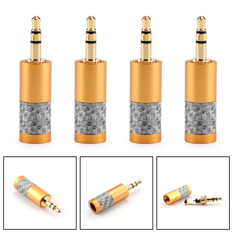 4PCS Mini 3.5mm 3 Pole Stereo Plug Fit DIY Headphone Audio Connector Gold