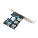 PCIE 1X 1 to 4 Expansion Card USB 3.0 Riser Card Extender Board Mining 4 Slot