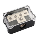 Plastic housing Splitter Heat resistant Clear Cover Distribution Block T Type 1x0GA In 4x4GA Out Splitter Nickel Plated for Car Audio Marine