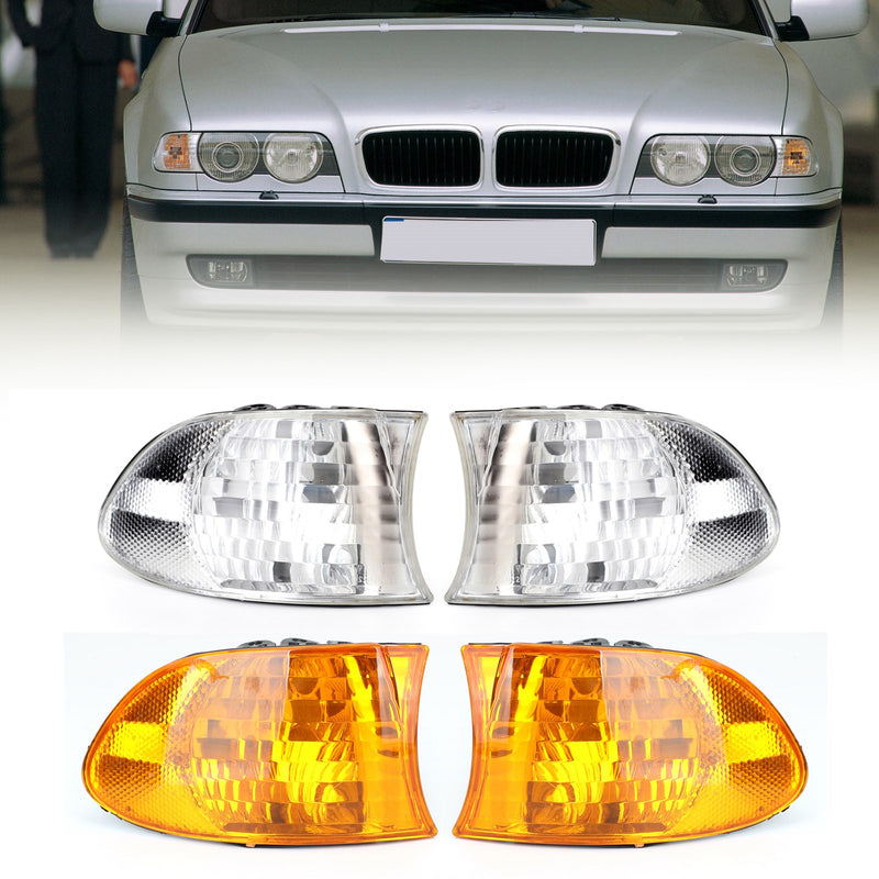 1999-2001 BMW 7-Series E38 Corner Lights Parking Lamps Pair White Amber