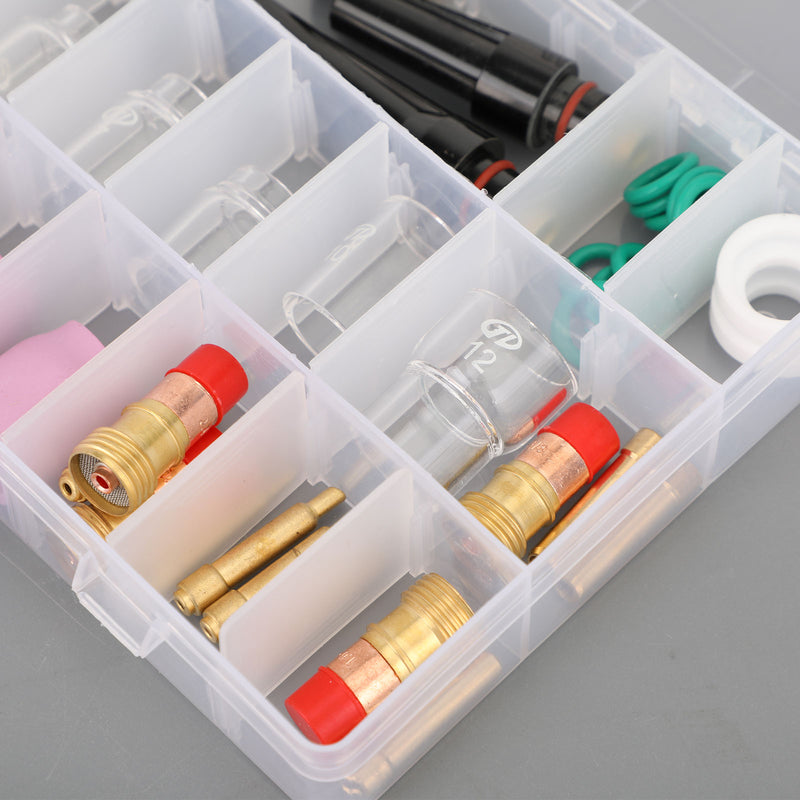 40Pcs TIG Welding Torch Stubby Gas Lens Pyrex Glass Cup Kit For WP-17/18/26