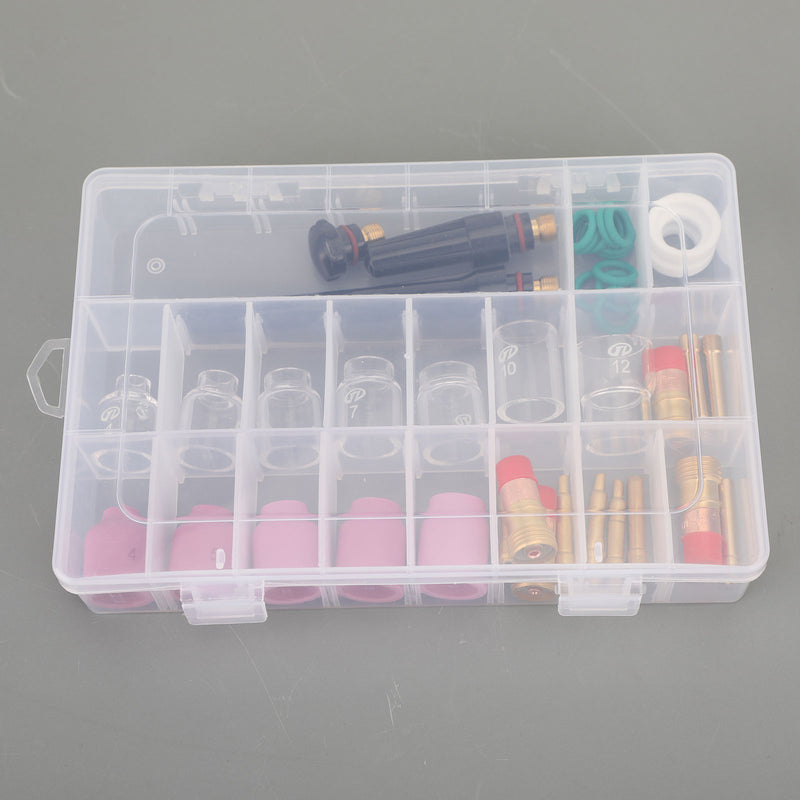 40Pcs TIG Welding Torch Stubby Gas Lens Pyrex Glass Cup Kit For WP-17/18/26