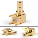 10 x Connector SMB Male Plug 90¡ãBulkhead Solder PCB Mount 5.08mm Right Angle