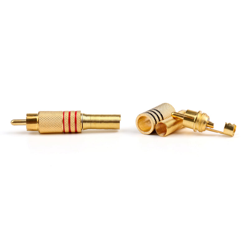 100 Pcs Gold Plated RCA Plug Audio Male Connector W Metal Spring