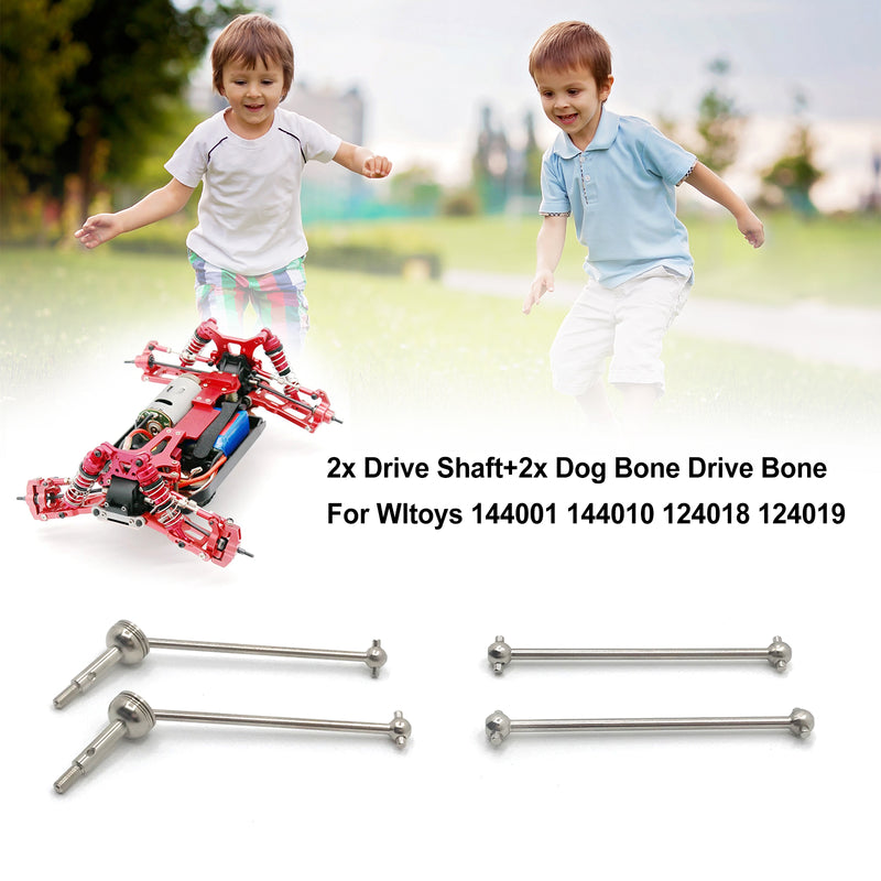2x Drive Shaft+2x Dog Bone Drive Bone For Wltoys 144001 144010 124018 124019