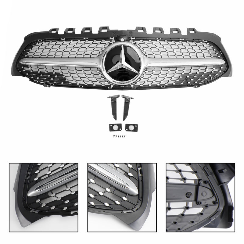 Benz A-Class W177 2019-2023 Diamond Front Bumper Grille Black/Chrome