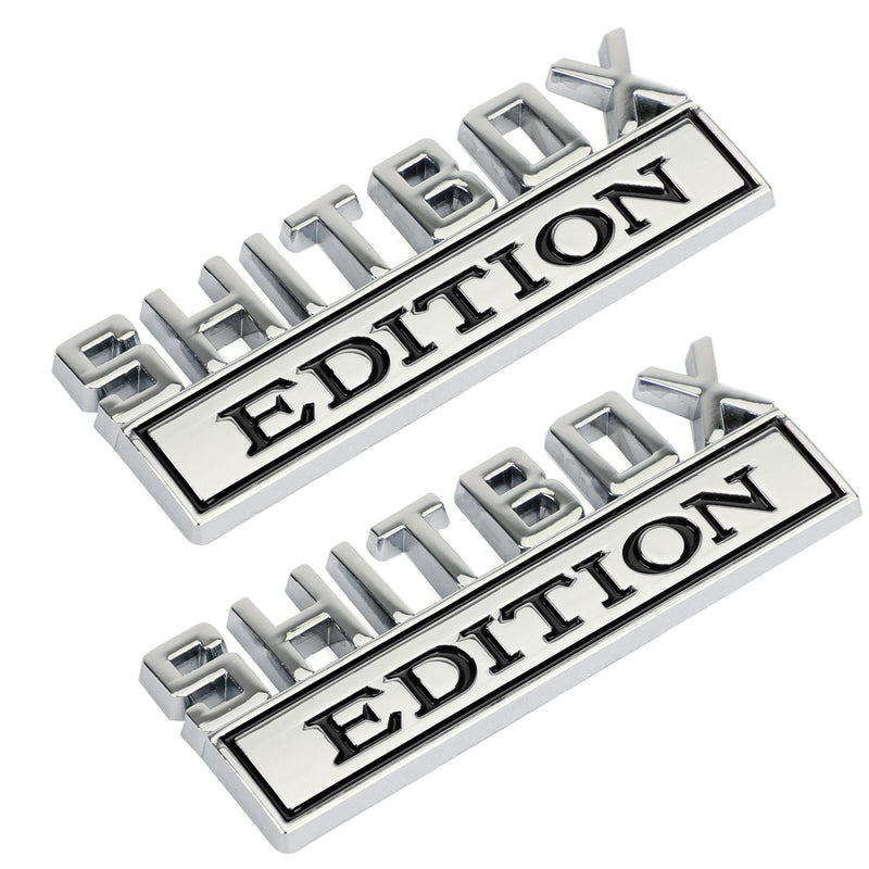2pc Shitbox Edition Emblem Decal Badges Stickers For Ford Chevr Car Truck