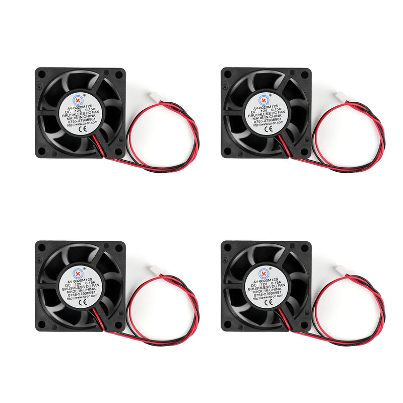 4Pcs DC Brushless Cooling PC Computer Fan 12V 6020s 60x60x20mm 0.15A 2 Pin Wire