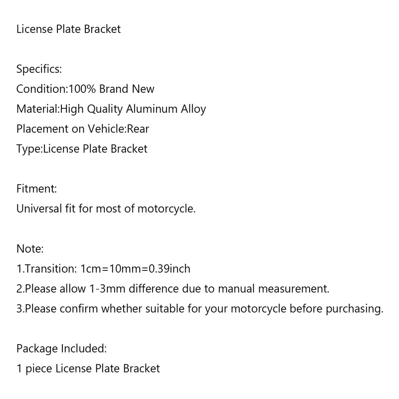 Universal Motorcycle License Plate Bracket w/ Light Generic