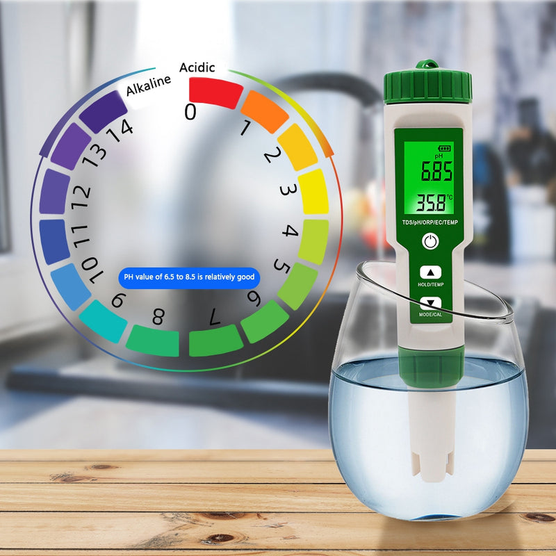 5 in 1 Digital PH TDS EC ORP Temperature Water Quality Tester Meter Test Tool