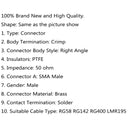 10Pcs SMA Male Plug Right Angle Pin Crimp For RG58 RG142 RG400 LMR195 Cable RF