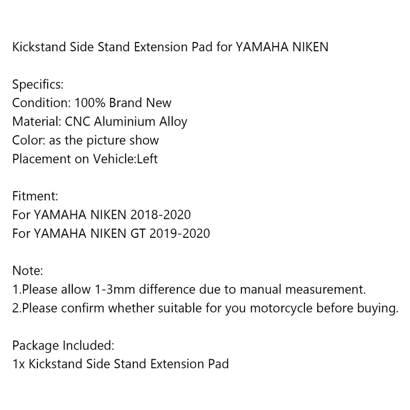 Kickstand Sidestand Enlarge Plate Pad for YAMAHA NIKEN /GT 2019-2020 Generic
