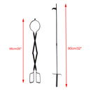 2PCS Hearth Tool Fireplace Set Fire Tools Set Campfire Tongs Fire hook Black