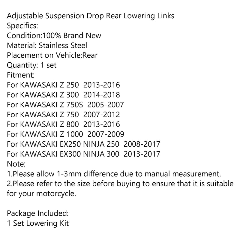 Adjustable Suspension Drop Link Kits Lowering For Kawasaki Z800 NINJA 250 300 Generic