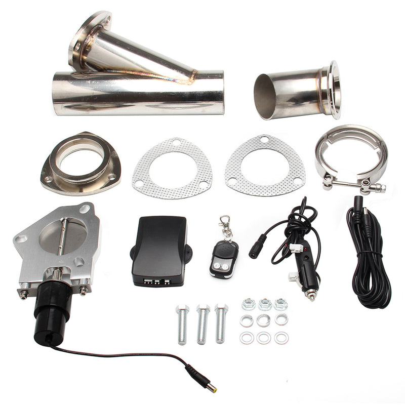 2.5" Exhaust Control E-Cut Out Dual Valve Electric Cutout Y Pipe With Remote Kit Generic
