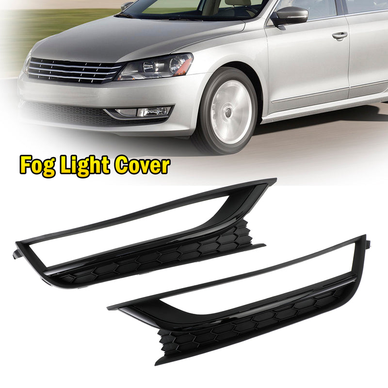 Volkswagen Passat 2012-2015 Black 2PCS Front Honeycomb Driving Fog Light Cover