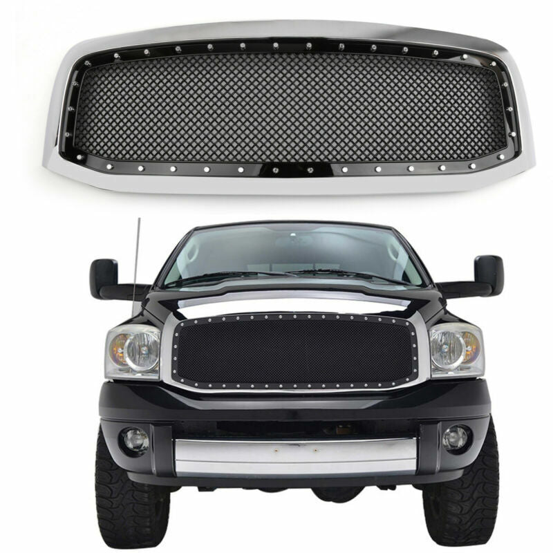 2006-2008 RAM 1500+2500+3500 Front Hood Rivet + Wire Mesh Grille Shell