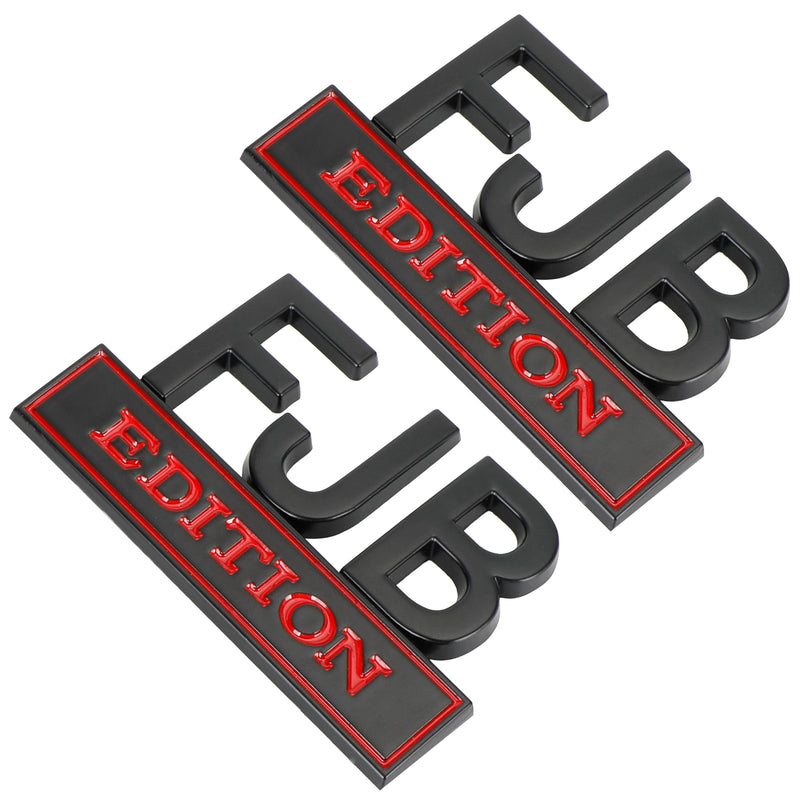 2¡Á FJB EDITION 3D Emblem Badge Truck Car Decal Bumper Sticker Black & Red