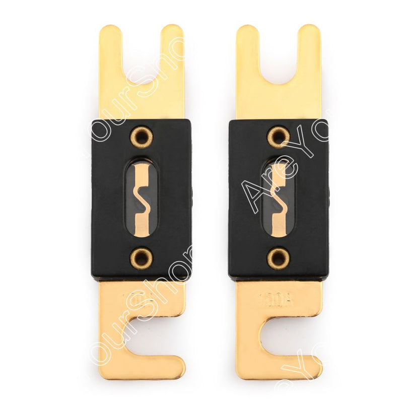 2Pcs Fuse 100A AMP ANL Type Gold Plated Blade Fuses For Auto Car Stereo Audio