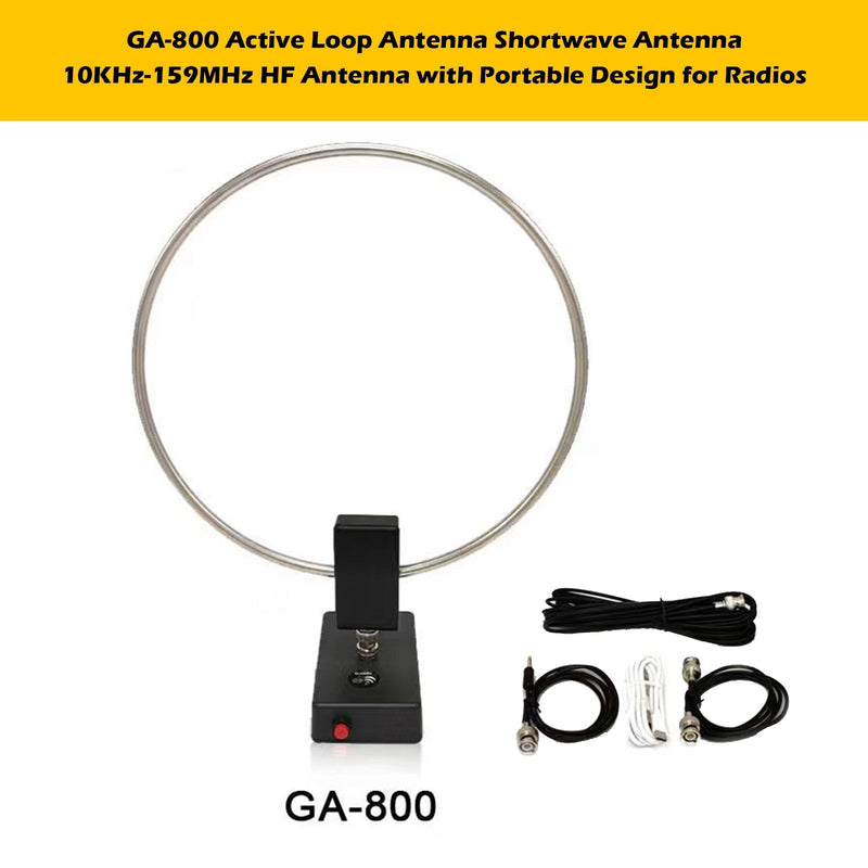 GA-800 Active Loop Antenna Shortwave Antenna 10KHz-159MHz HF Antenna for Radios