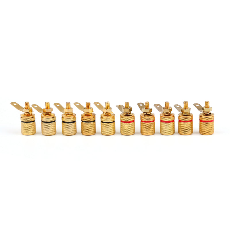 10 Pcs Gold Plated Binding Post Amplifier Speaker Audio Connector Terminal