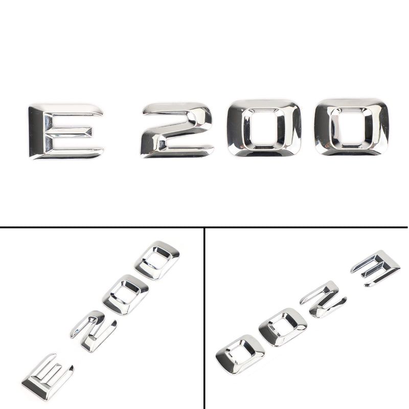 Rear Trunk Emblem Badge Nameplate Decal Letters Numbers Fit Mercedes E200 Chrome Generic