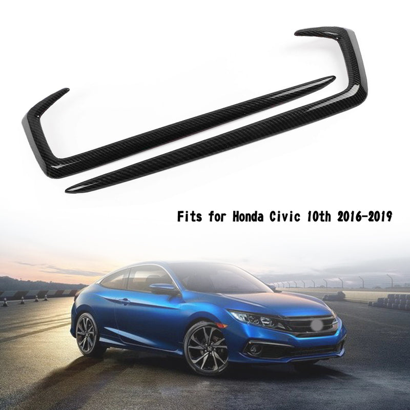 Carbon Fiber Front Fog Light Lamp Eyebrow Cover Trim For Civic 10th 2016-2019 Generic