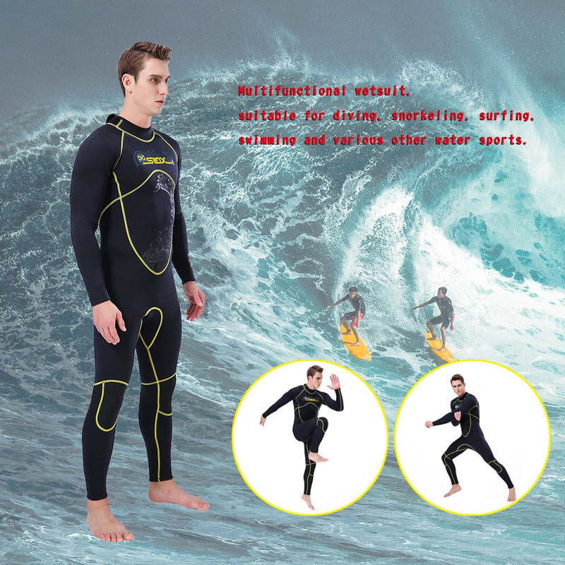 3MM Men Neoprene Wetsuit Surfing Diving Suit Full Body Snorkeling Triathlon
