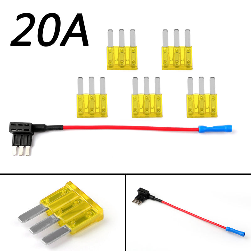 1 ¡Á Micro3 Fuse Automotive ATL 3 Prong Blade Fuse Holder + 5 ¡Á 20A Micro3 Fuse