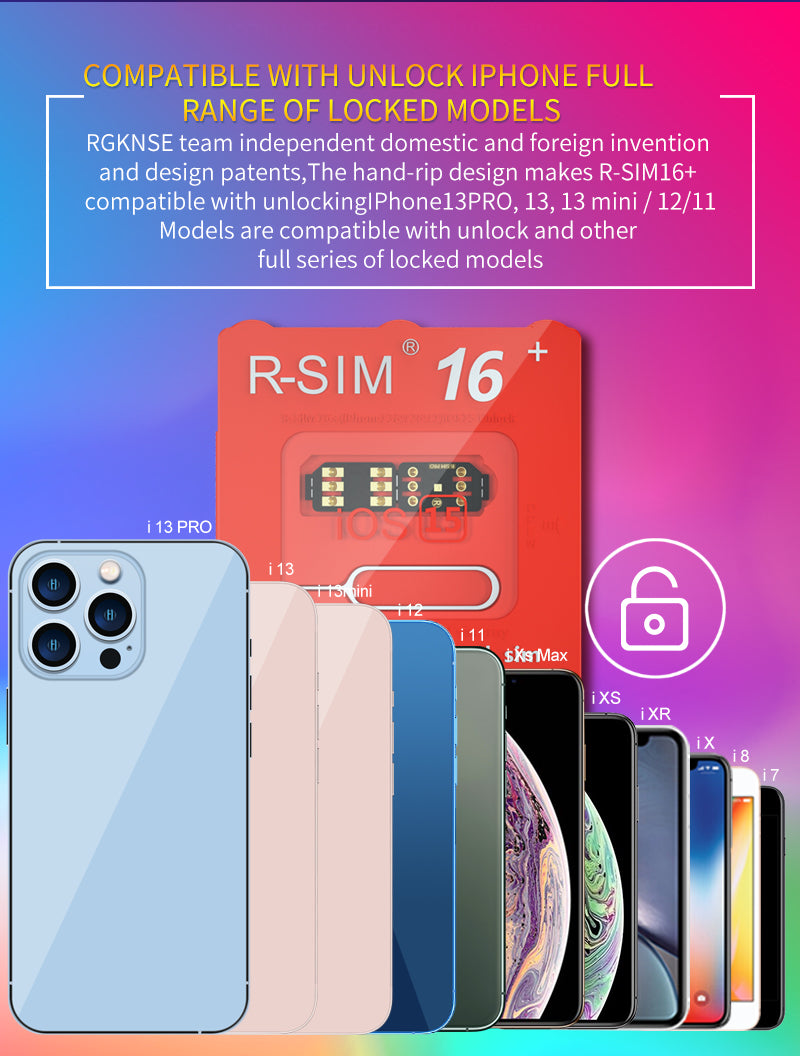 R-SIM 16+ Nano Unlock RSIM Card Fit for iPhone 13 Pro 12 PRO MAX XS XR 8 IOS 15