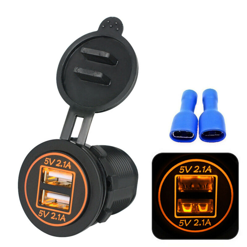 Dual 2.1A USB 4.2A Charger 12V Fast Socket Power Outlet For Car Motorcycle
