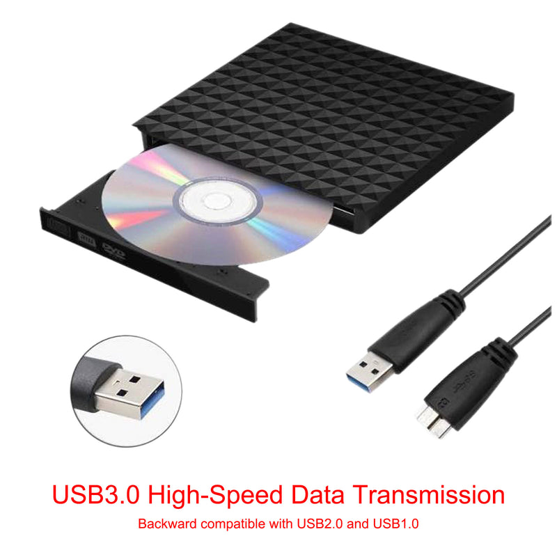 Newest External Cd Dvd Drive Usb 3.0 Disc Burner Player Writer For Laptop Pc Blk