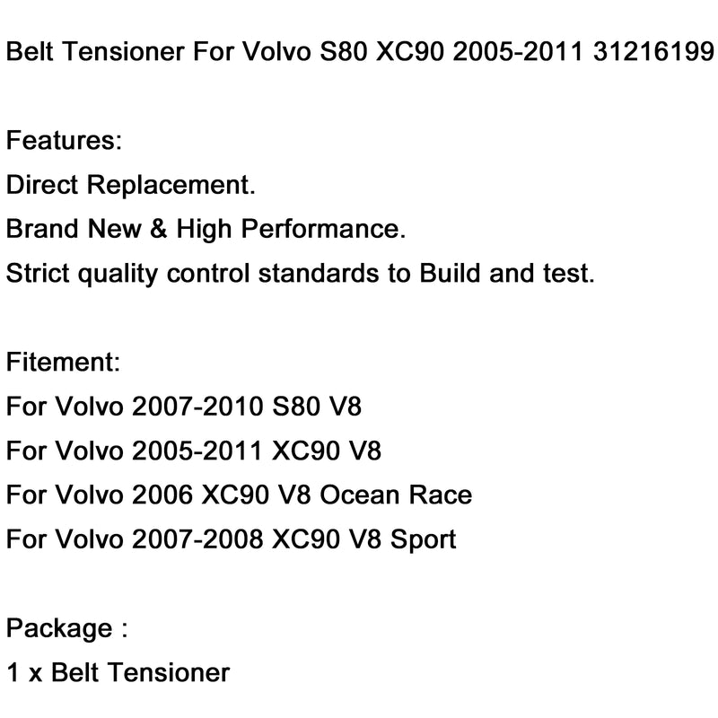 New Accessory Belt Tensioner For Volvo S80 XC90 2005-2011 31216199 15657148 Generic