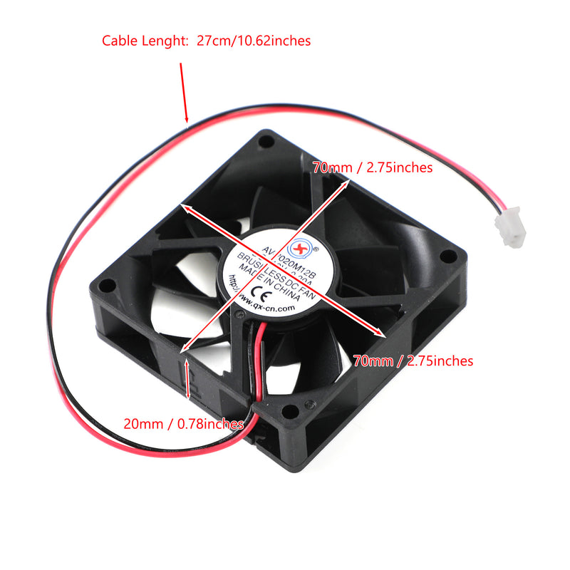 2 Pin Wire Brushless DC Cooling Blower Fan 12V 0.2A 7020B 70x70x20mm