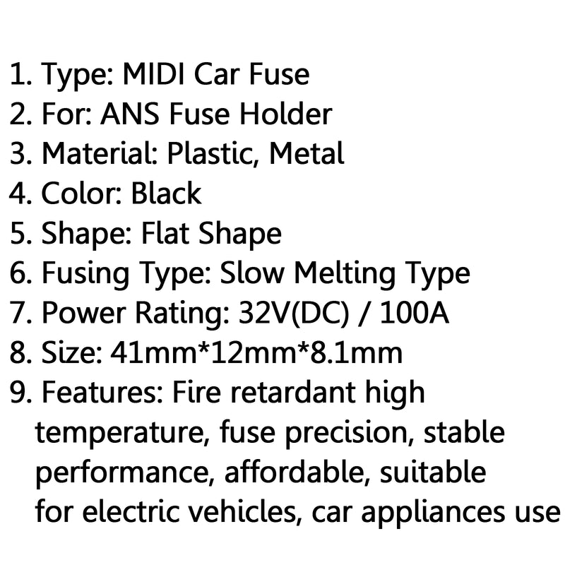 1Pcs MIDI Bolt Car Fuse Mini ANS Car Audio Power High Current Fuses 32V/100A