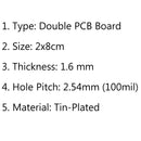 20x Double Side 2x8cm Prototype PCB Board Universal Printed Circuit Board 1.6mm