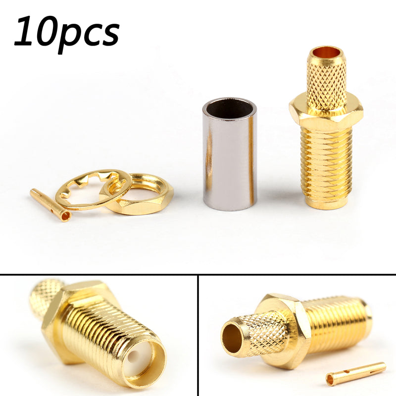 10Pcs SMA Female Jack RF Connector Female Pin For RG58 RG142 RG400 LMR195 Cable