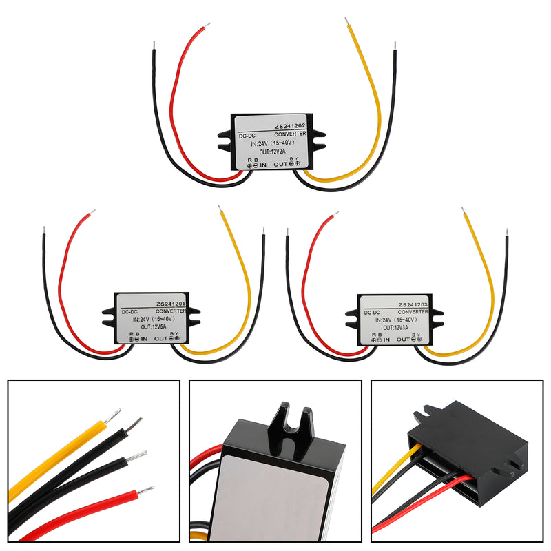 Waterproof DC-DC Converter 24V Step Down to 12V Car Power Supply Module